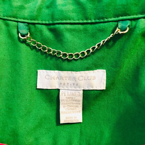 Charter Club Cotton blend trench coat pockets MP - Picture 14 of 15